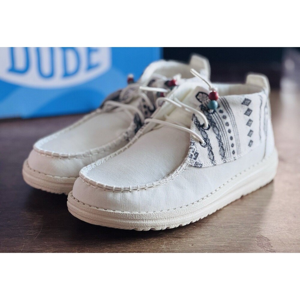 Women’s Size 7 Hey Dude Wendy Mid Boho Mix Baja Cream 40751-1MW NIB - Picture 1 of 8